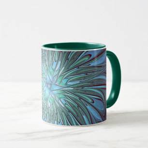 Mug Moderne Abstrait tendance Fleur bleue Fractal Art