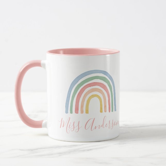 Mug Moderne aquarelle arc-en-ciel professeur merci cad (Gauche)