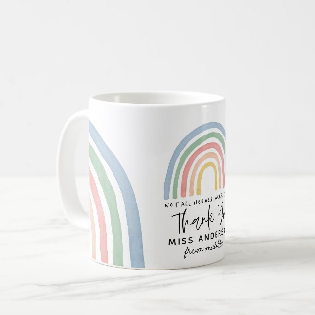 Mug Moderne aquarelle arc-en-ciel professeur merci cad (Devant gauche)