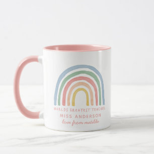 Mug Moderne aquarelle arc-en-ciel professeur merci cad