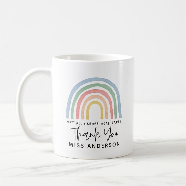 Mug Moderne aquarelle arc-en-ciel professeur merci cad (Gauche)