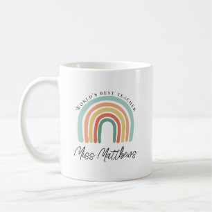 Mug Moderne Arc-en-ciel enseignant Merci café cadeau