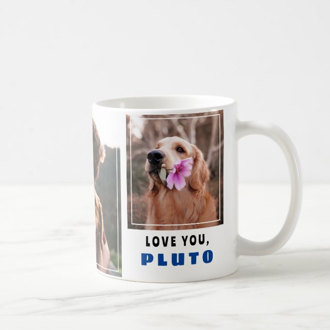 Mug Moderne Best Chien Papa Doggie Nom 2 Photo Collage (Droite)