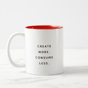 Mug moderne bicolore à typographie Consommer moins