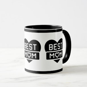 Mug Moderne Black Best Mom Happy Mother's Day Heart