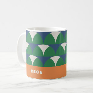 Mug Moderne bleu vert géométrique rétro personnalisée