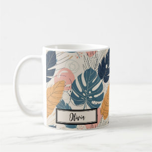 Mug Moderne Boho Feuilles Tropicales Abstraites