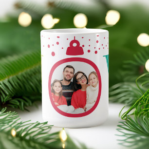 Mug Moderne brillant "Joy" Ornement Rouge   Photo de v