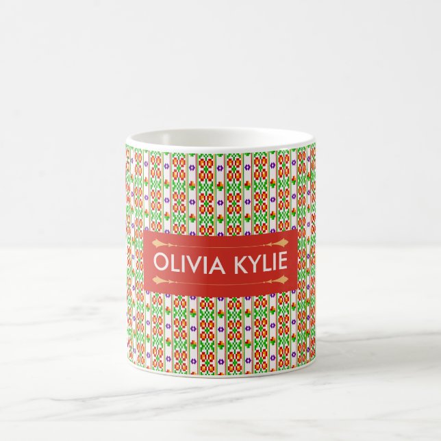 Mug Moderne Broderie Bohème Sans Couture Motif Folklor (Centre)