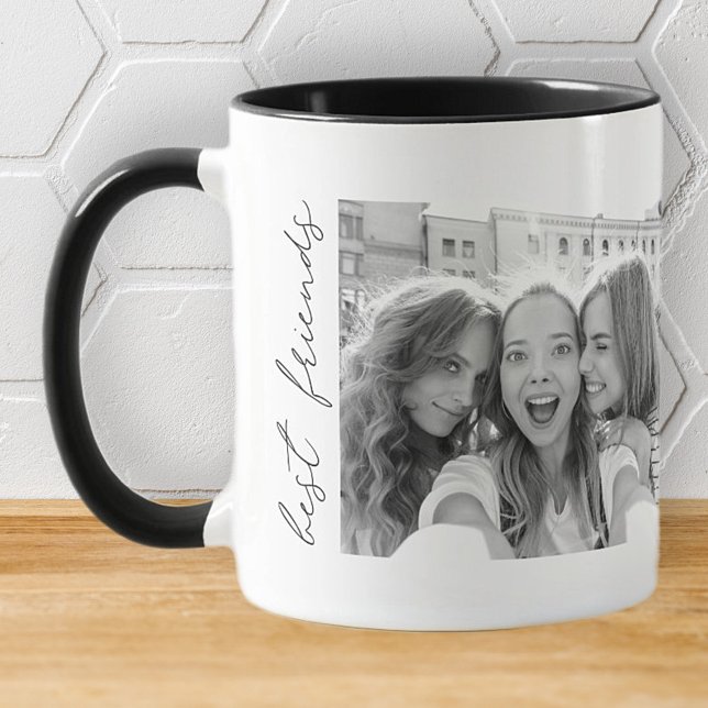 Mug Moderne Chic Best Friends Besties Photo personnali (Créateur téléchargé)
