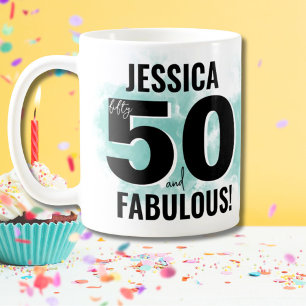 Mug Moderne Cinquantième Anniversaire Fabuleux 50 Ans