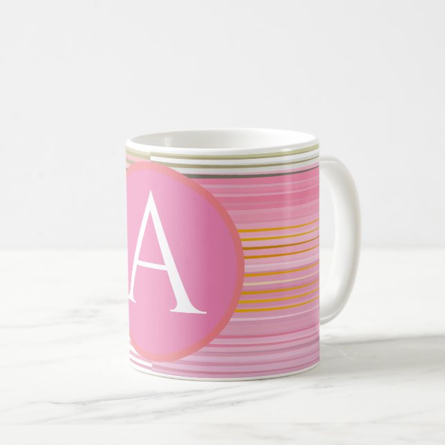 Mug Moderne coloré rayé monogrammé (Devant droit)