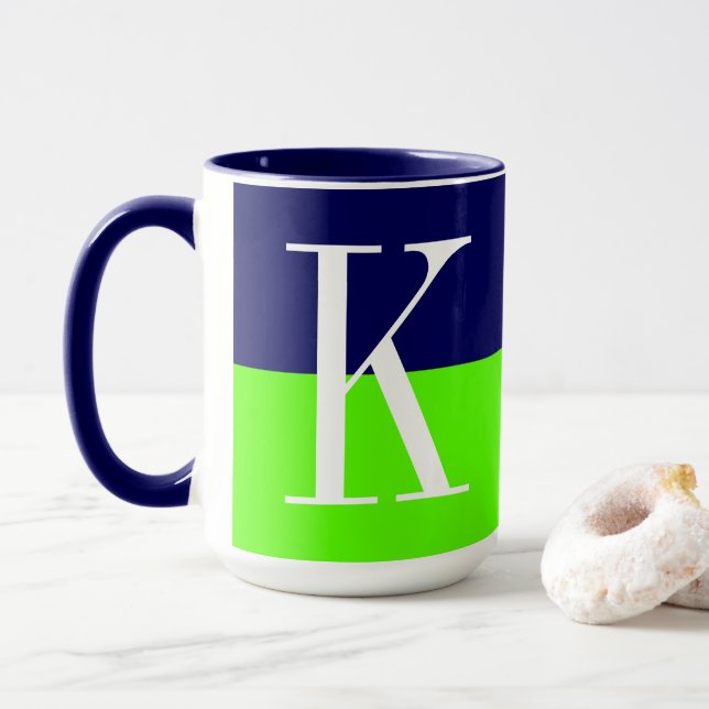 Mug Moderne Cool et Élégant Monogramme Deux Tons (Avec donut)