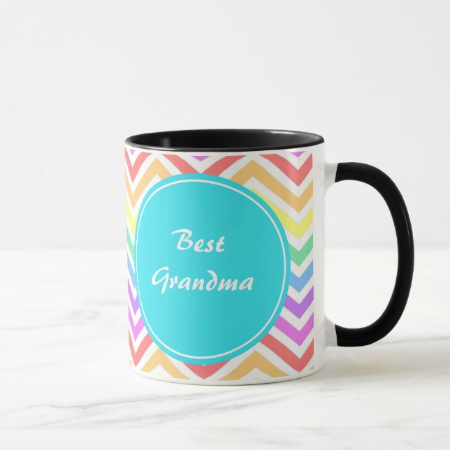Mug Moderne, cool, tendance monogramme chevron arc-en- (Droite)