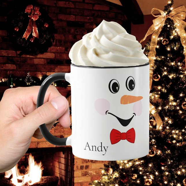 Mug Moderne Cute Custom Smiling visage Snowman (Créateur téléchargé)