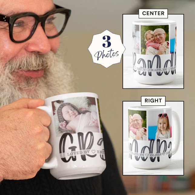 Mug Moderne Cute GRANDPA 3 Photo personnalisée (Créateur téléchargé)