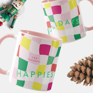 Mug Moderne décoration rose disco tartan à carreaux de