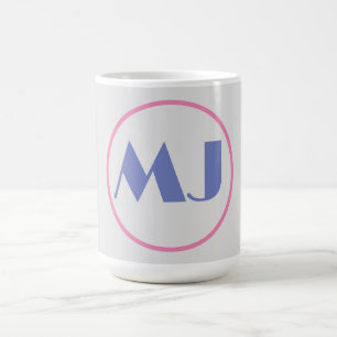Mug Moderne Design Monogramme Bleu Lettres initiales g