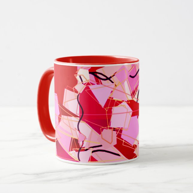 Mug Moderne du milieu du siècle Abstrait, rouge foncé  (Devant gauche)