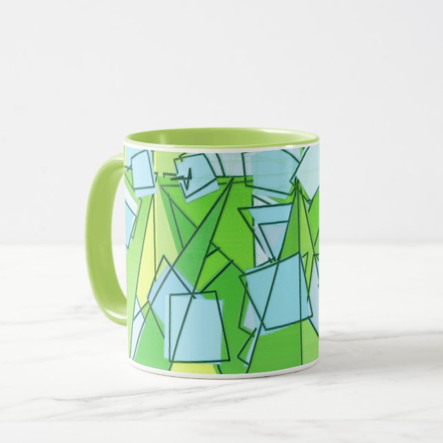 Mug Moderne du milieu du siècle Abstrait, vert citron  (Devant gauche)