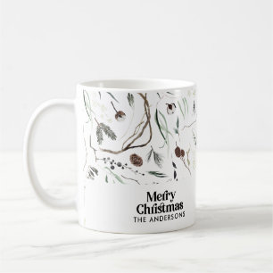 Mug Moderne élégant botanique de Noël rustique