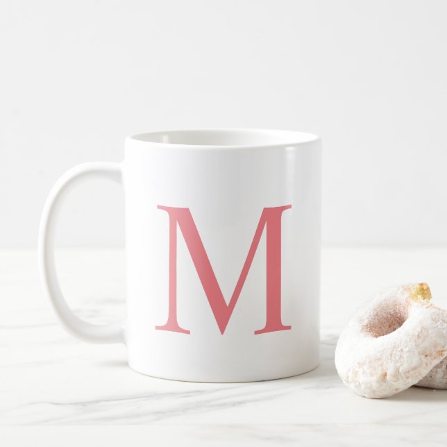 Mug Moderne Élégant Lettre Initiale Monogramme Simple (Avec donut)