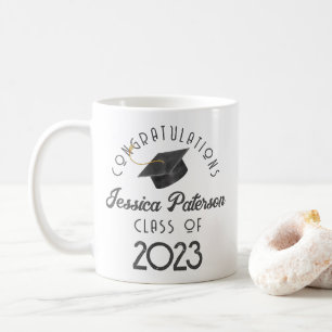 Mug Moderne Elégant Minimal Dark Grey Graduation Photo