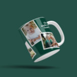 Mug Moderne élégant multi photo famille vert<br><div class="desc">Design élégant moderne design multi photo décoration familiale cadeau. La couleur verte moderne peut être changée.</div>