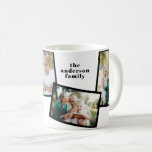 Mug Moderne élégante famille multi photo noir<br><div class="desc">Design élégant moderne design multi photo décoration familiale cadeau. Les couleurs modernes noir et blanc peuvent être changées.</div>