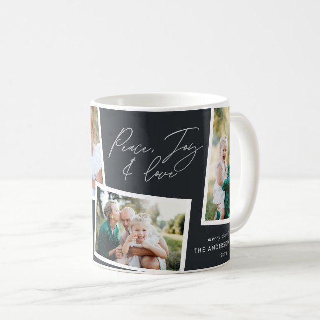 Mug Moderne élégante famille multi photo noir (Devant droit)