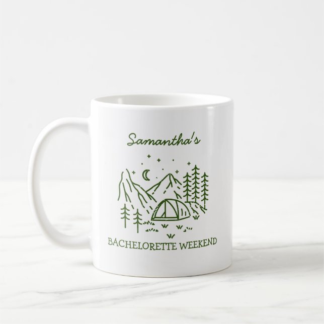 Mug Moderne Fête de Bachelorette Simple de Camping dan (Gauche)