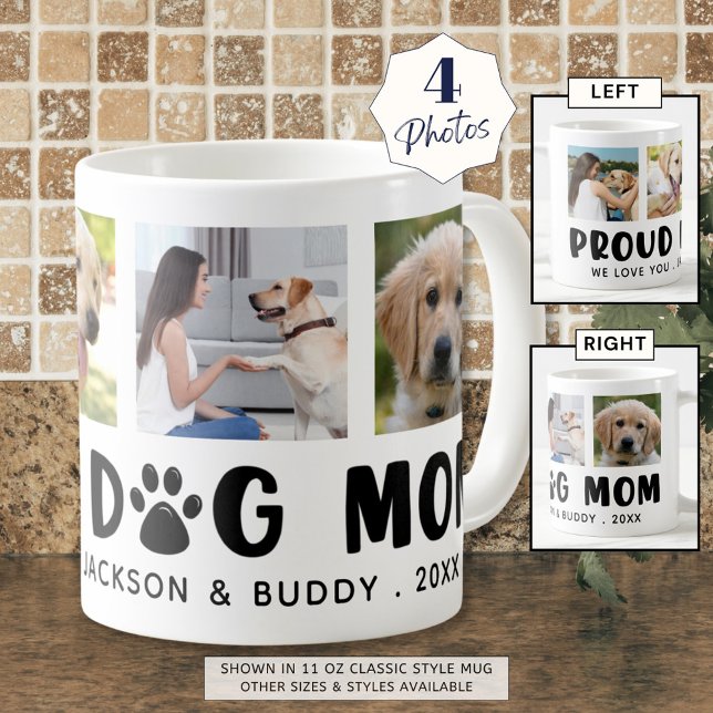 Mug Moderne FIER CHIEN MOM Empreinte de patte 4 Photos (Créateur téléchargé)