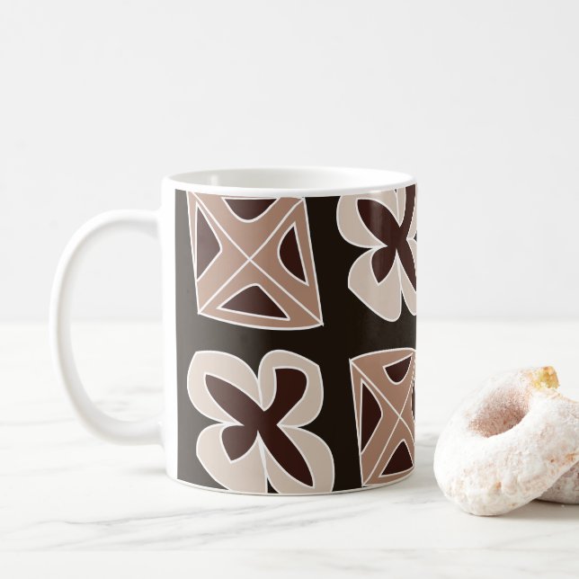Mug Moderne Floral Géométrique du Milieu du Siècle (Avec donut)