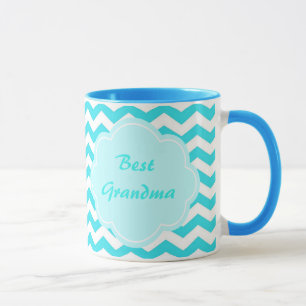 Mug moderne grand-mère aqua bleu chevron meilleur