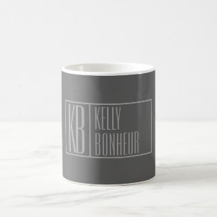 Mug Moderne, gris sur gris foncé, logo avec initiales