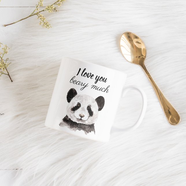 Mug Moderne Je T'Aime Beary Beaucoup Panda Noir Et Bla (Créateur téléchargé)