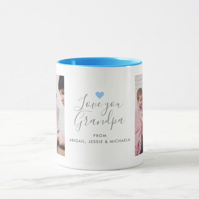 Mug Moderne "Je t'aime Grand-père" 2-Photo (Centre)