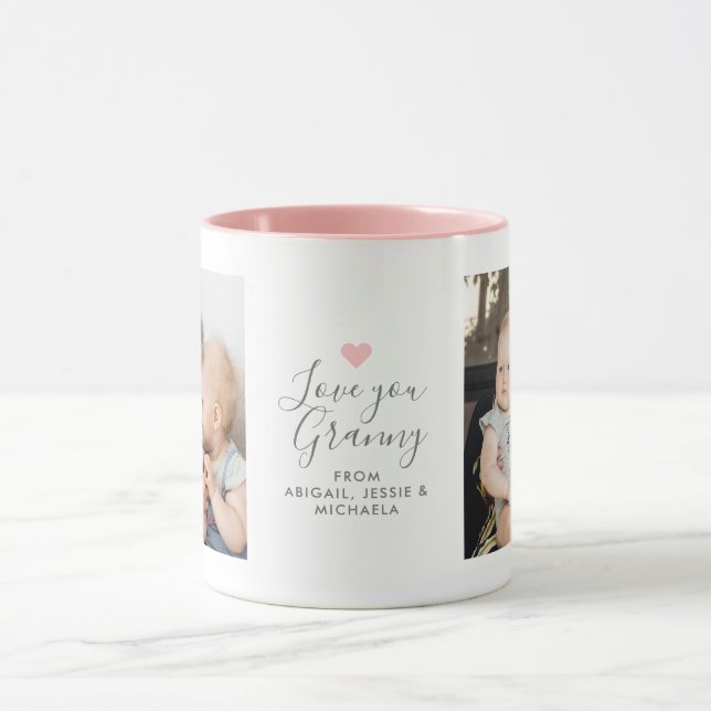 Mug Moderne "Je t'aime Mamie" 2-Photo (Centre)