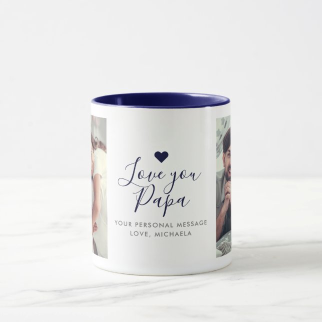 Mug Moderne "Je t'aime Papa" 2-Photo (Centre)