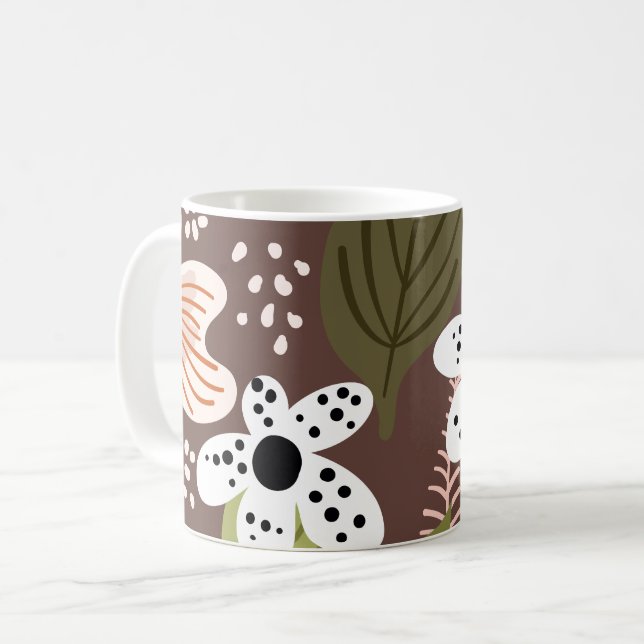 Mug Moderne Joli Folithe Feuille motif floral (Devant gauche)