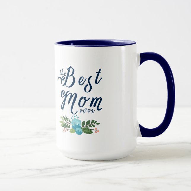 Mug Moderne La Meilleure Maman Éternelle - Bleu Texte  (Droite)