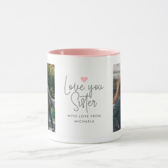 Mug Moderne "Love You Sister" 2-Photo (Centre)