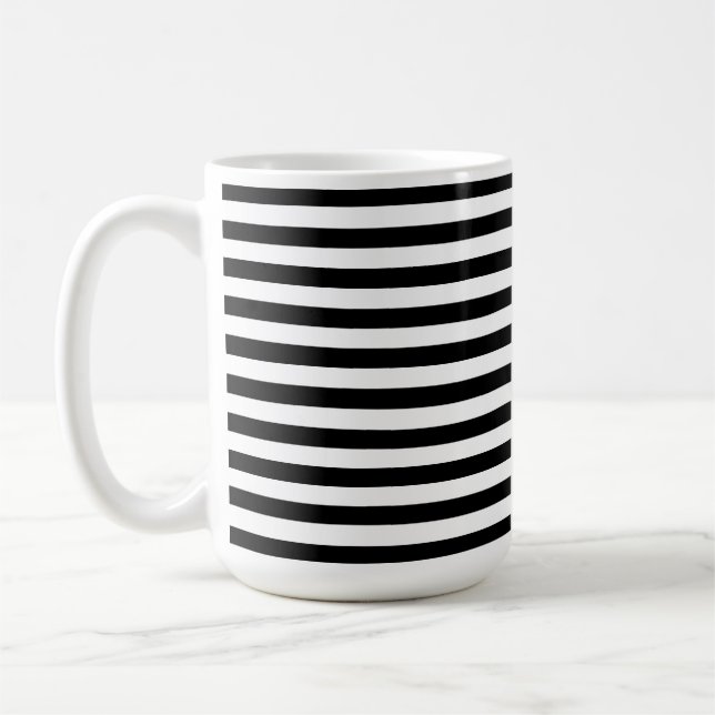 Mug Moderne Luxe noir et blanc rayures motif (Gauche)