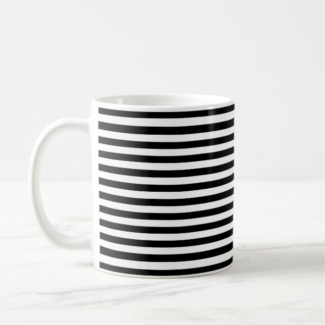 Mug Moderne Luxe noir et blanc rayures motif (Gauche)
