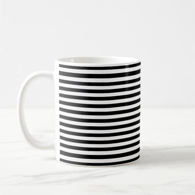 Mug Moderne Luxe noir et blanc rayures motif (Gauche)