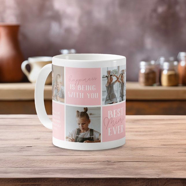 Mug Moderne Meilleur Mimi Jamais Photo Collage rose (Créateur téléchargé)