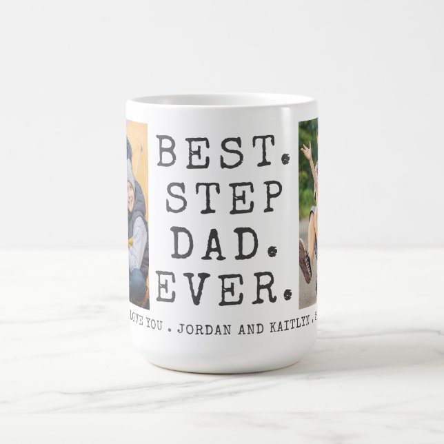Mug Moderne MEILLEUR STEPDAD JAMAIS 2 Photos Personnal (Centre)