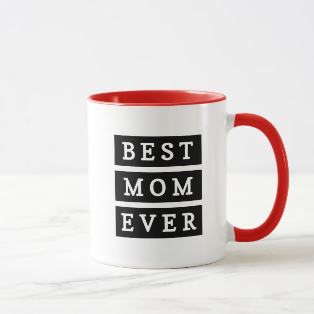 Mug Moderne Meilleure maman chaque noir et blanc Rouge (Droite)
