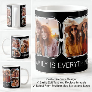 Mug Moderne Mémoire 6 Modèle de collage photo Noir C00