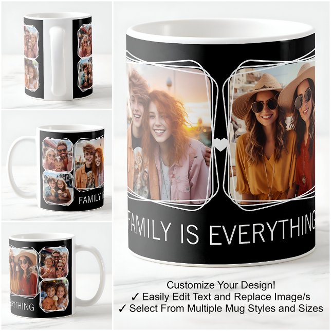 Mug Moderne Mémoire 6 Modèle de collage photo Noir C00 (Créateur téléchargé)